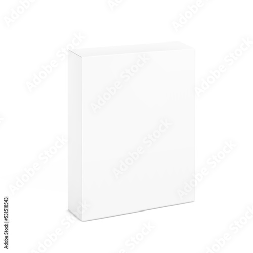 Universal cardboard box mockup set. Half side view. Vector illustration isolated on white background. Can be use for food, medicine, cosmetic and etc. Ready for your design. EPS10.	