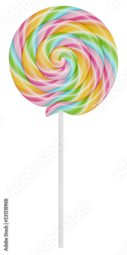 Lollipop. Render 3d. Isolated on transparent background, png.