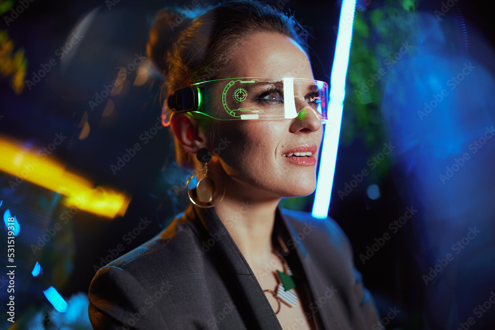 trendy 40 years old business woman in metaverse trendy 40 years old business woman in metaverse