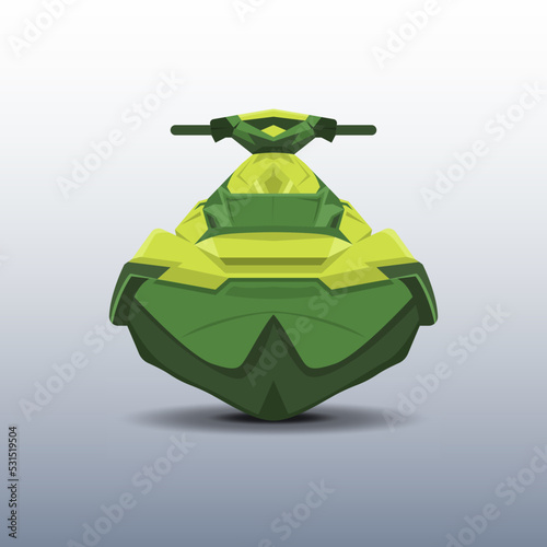 Jet Ski Cartoon Mockup. Vector Illustration