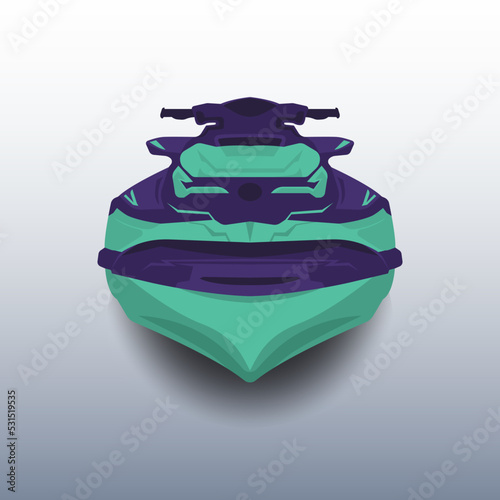 Jet Ski Cartoon Mockup. Vector Illustration