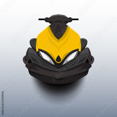 Jet Ski Cartoon Mockup. Vector Illustration