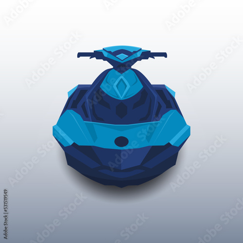 Jet Ski Cartoon Mockup. Vector Illustration