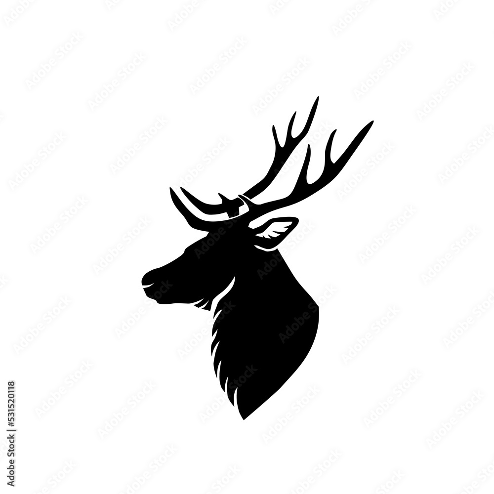 Fototapeta premium Black deer illustration. PNG.