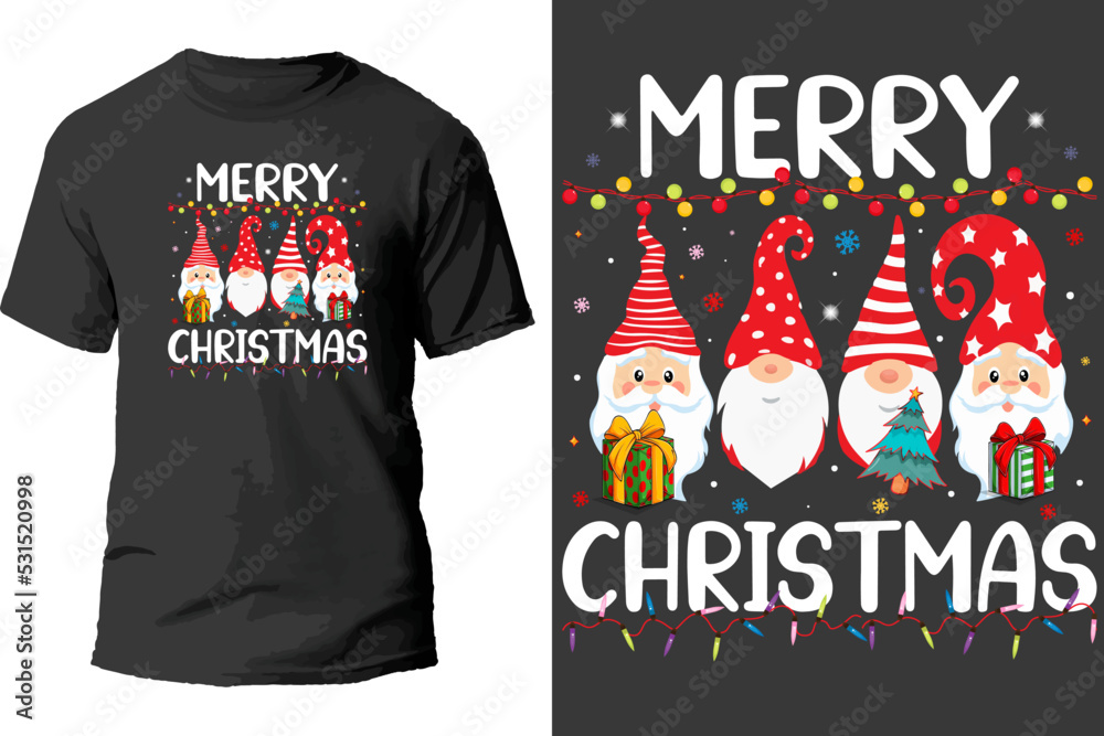 Merry christmas t shirt design. - obrazy, fototapety, plakaty 
