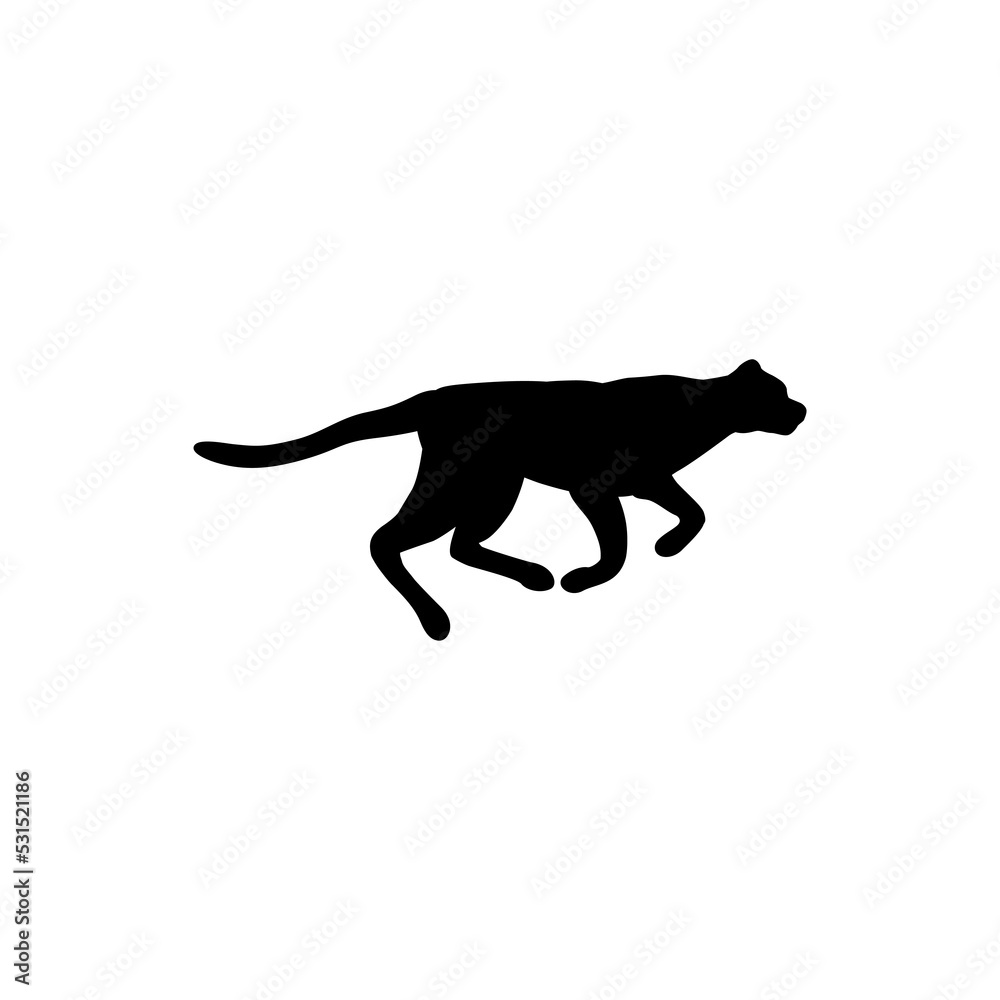 Running cat. Black color. PNG.