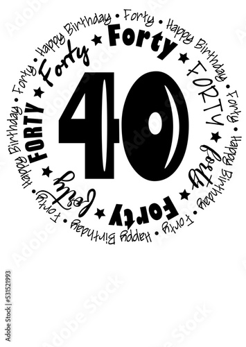 40th Anniversary decor. Fortieth birthday clipart print.  