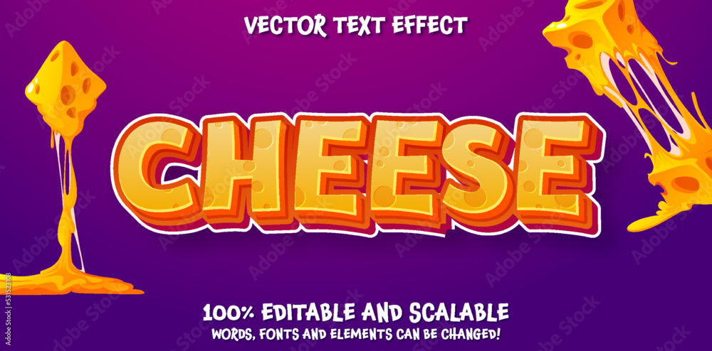 cheese theme text style, Vector editable text style effect font ready to use