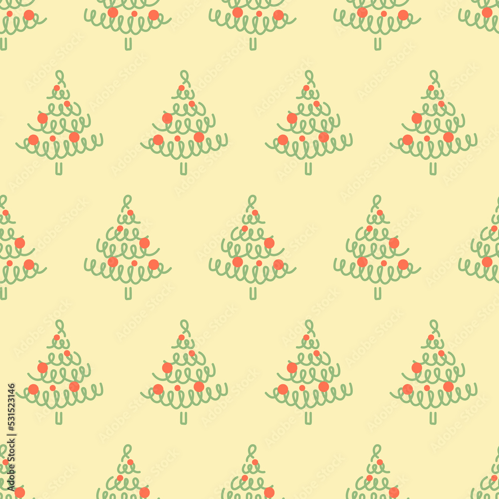 Simple vector christmas tree patterns. Stylized Christmas trees. Lovely print for the winter holidays.