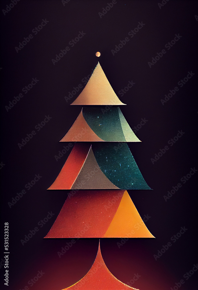 Modern Christmas tree with retro colors and triangles. Modern Christmas tree with retro colors and triangles.