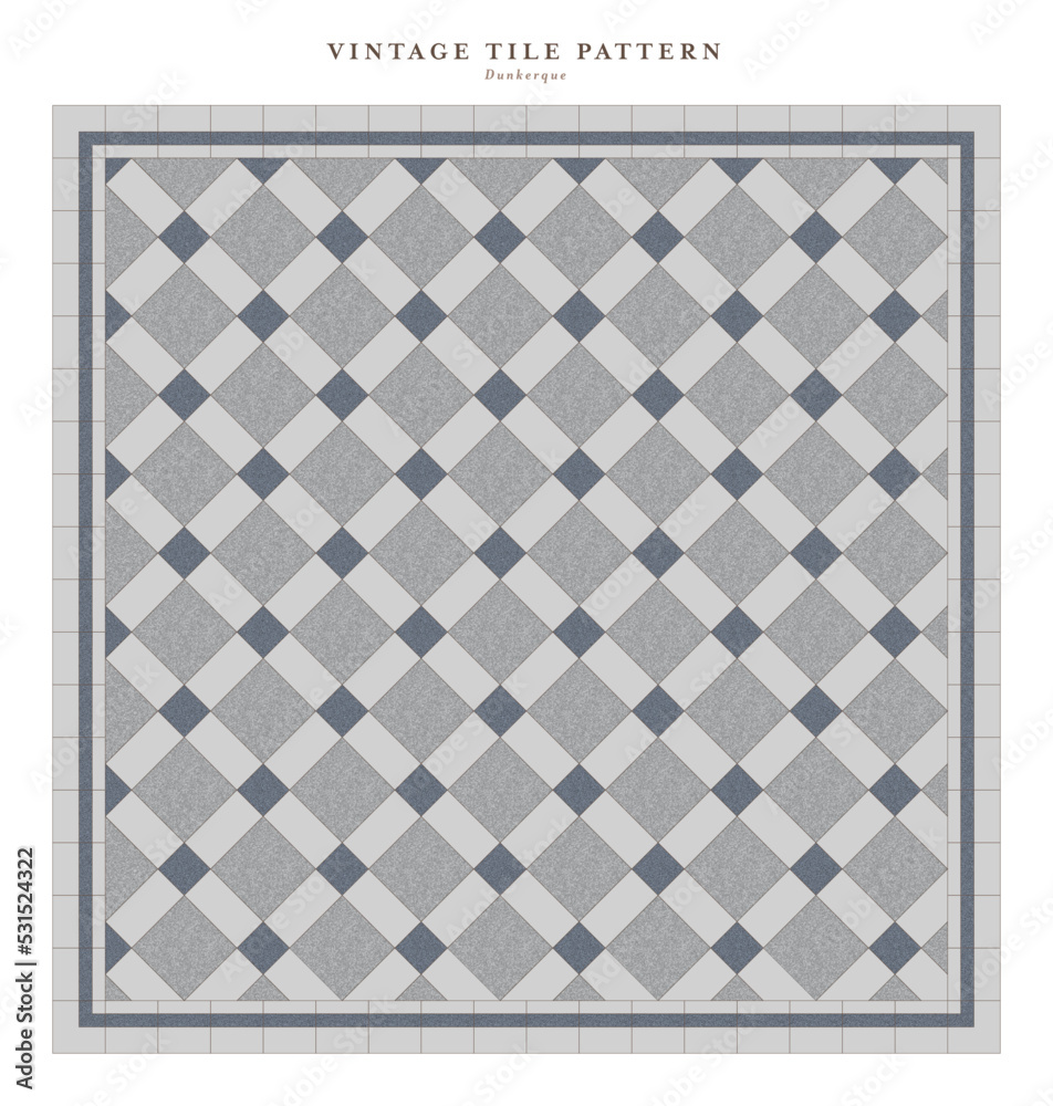 Motif de carrelage ancien à la française. Faïence rétro traditionnelle. Motif vintage pour design. Mosaïque géométrique. Fond décoratif vectoriel.