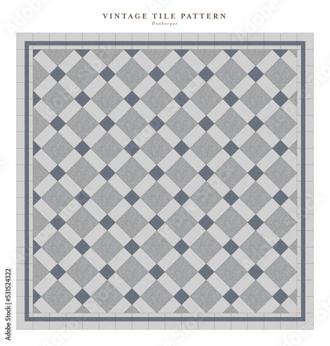 Motif de carrelage ancien à la française. Faïence rétro traditionnelle. Motif vintage pour design. Mosaïque géométrique. Fond décoratif vectoriel.