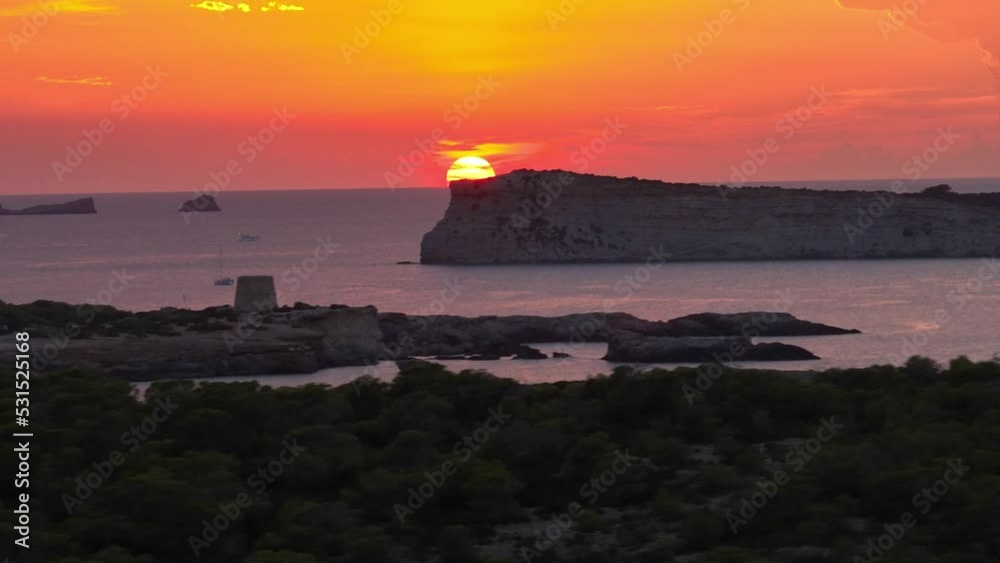 Wonderful sunset in coastal area and islands. Boats and yachts can be seen on the horizon. Wonderful sunset in coastal area and islands. Boats and yachts can be seen on the horizon.