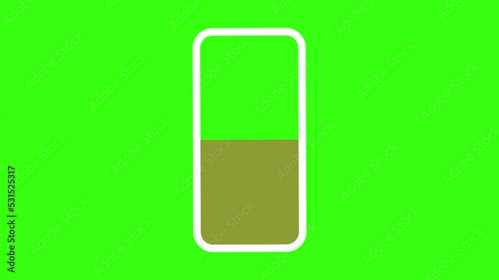 Simple 10 seconds Lithium battery or smartphone battery life decreasing and draining its life with green screen chroma key background. Changing colour, gradient. Simple 10 seconds Lithium battery or smartphone battery life decreasing and draining its life with green screen chroma key background. Changing colour, gradient.