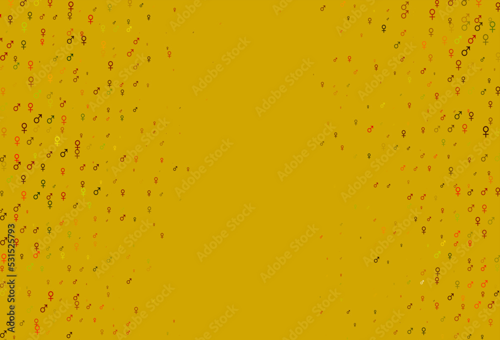 Light green, red vector backdrop with gender signs. Light green, red vector backdrop with gender signs.