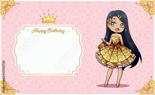 girl cute princess invitation birthday