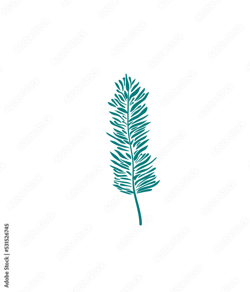 Floral design element. Botanical detail in a simple minimalist style. Green leaf. Floral design element. Botanical detail in a simple minimalist style. Green leaf.