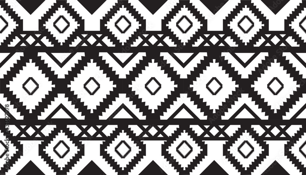 Geometric ethnic pattern seamless for background or wallpaper. Vector illustration. Design for carpet, wrapping, fabric, textile and more. Black and white Geometric ethnic pattern seamless for background or wallpaper. Vector illustration. Design for carpet, wrapping, fabric, textile and more. Black and white