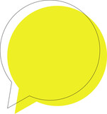Dialogue and conversation sign. Vivid illustration of yellow speech bubble round form for web sites, apps, adverts, stores, shops