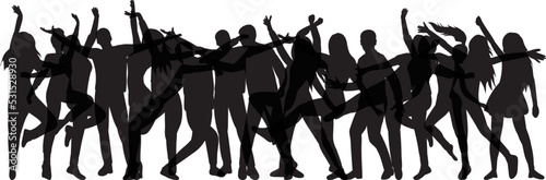 silhouette dancing crowd of people on white background vector