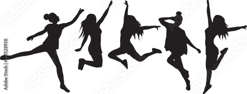 silhouette jumping woman on white background  vector