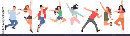 jumping people in flat style vector