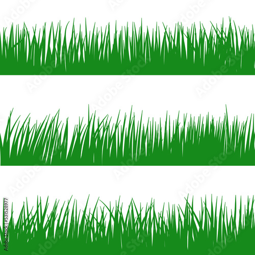 Green grass silhouette flat set