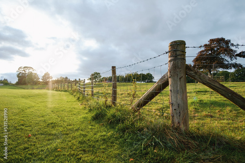 Farm wooden and wire fence