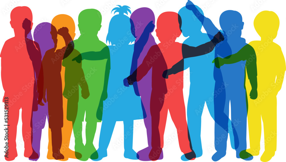 Fototapeta premium silhouette many children on white background vector