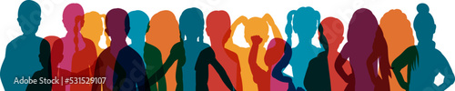 silhouette many children portrait on white background vector