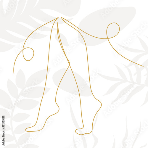 female legs sketch, one line drawing, vector