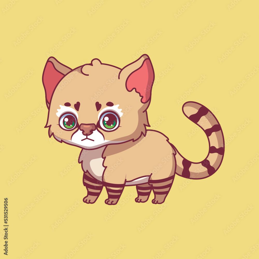 Illustration of a cartoon pampas cat on colorful background Illustration of a cartoon pampas cat on colorful background