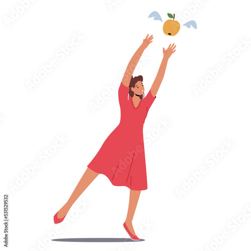 Food Inflation, Price Increase in Supermarket Concept. Global Crisis and Economic Recession. Woman Catching Grocery