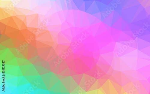 Light Multicolor  Rainbow vector shining triangular template.