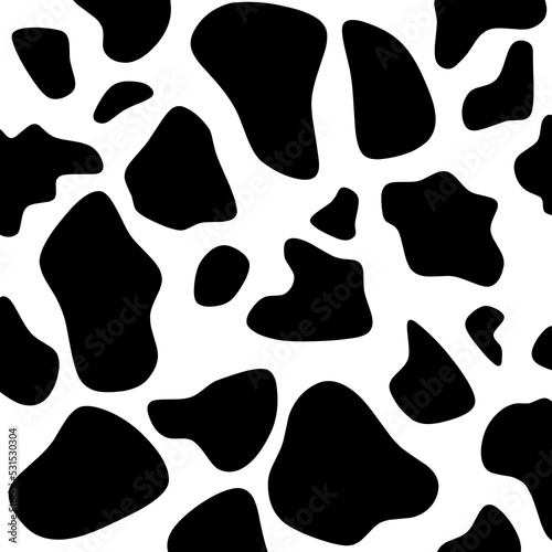 Cowhide Seamless Pattern. Animal fur striped texture. Black and White Background for Prints and Banners © amirfaoezan