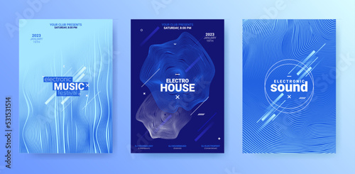 Electronic Music Poster. Distort Waves Design. Minimal Festiv Banner. Vector Sound Cover. Electronic Dance Music Illustration. Techno Party Flyer. Abstract Dj Background. Electronic Dance Music.