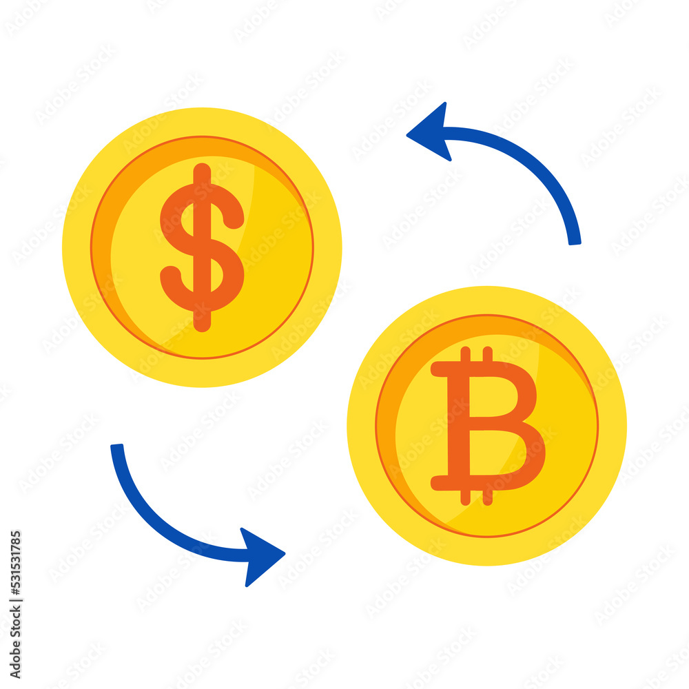 Dollar to bitcoin exchange. Exchange symbol. vector illustration Dollar to bitcoin exchange. Exchange symbol. vector illustration