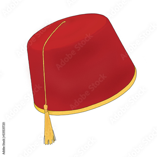 Foto Red Tarboosh Hat Hand Drawn