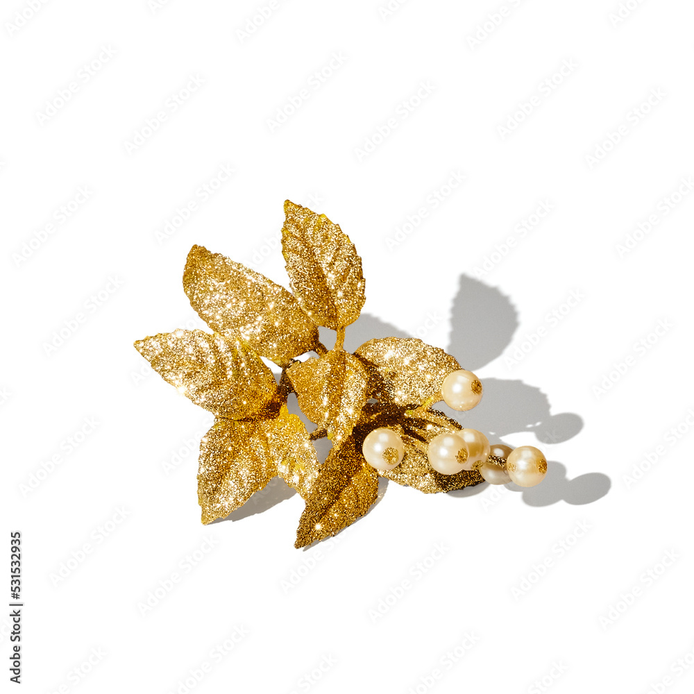 Golden christmas decoration on white background Golden christmas decoration on white background