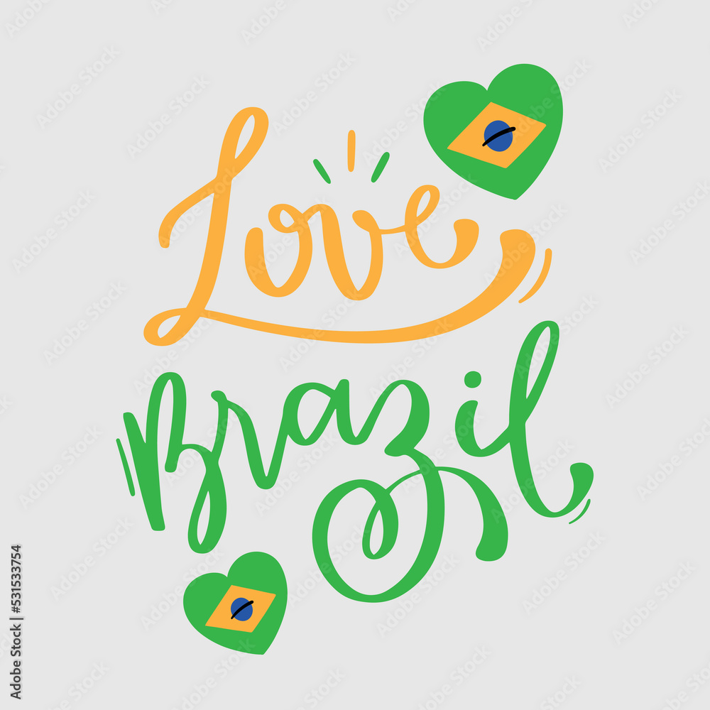 Naklejka premium Love Brazil Hand Lettering Calligraphy. Vector.