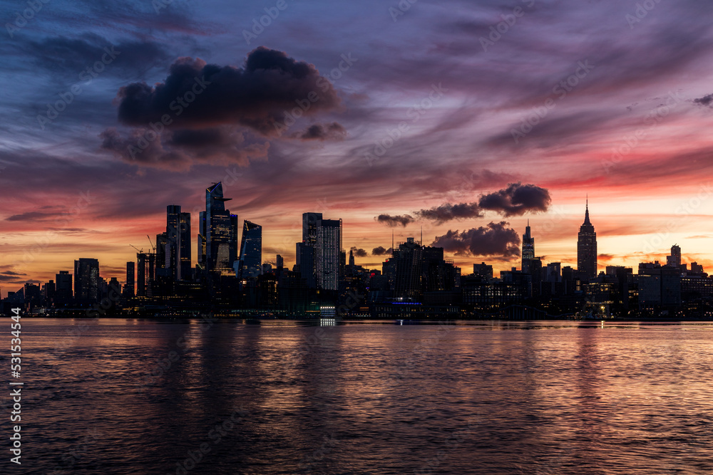 Midtown Manhattan, Hudson Yards and Empire State Building in New York City at Sunrise