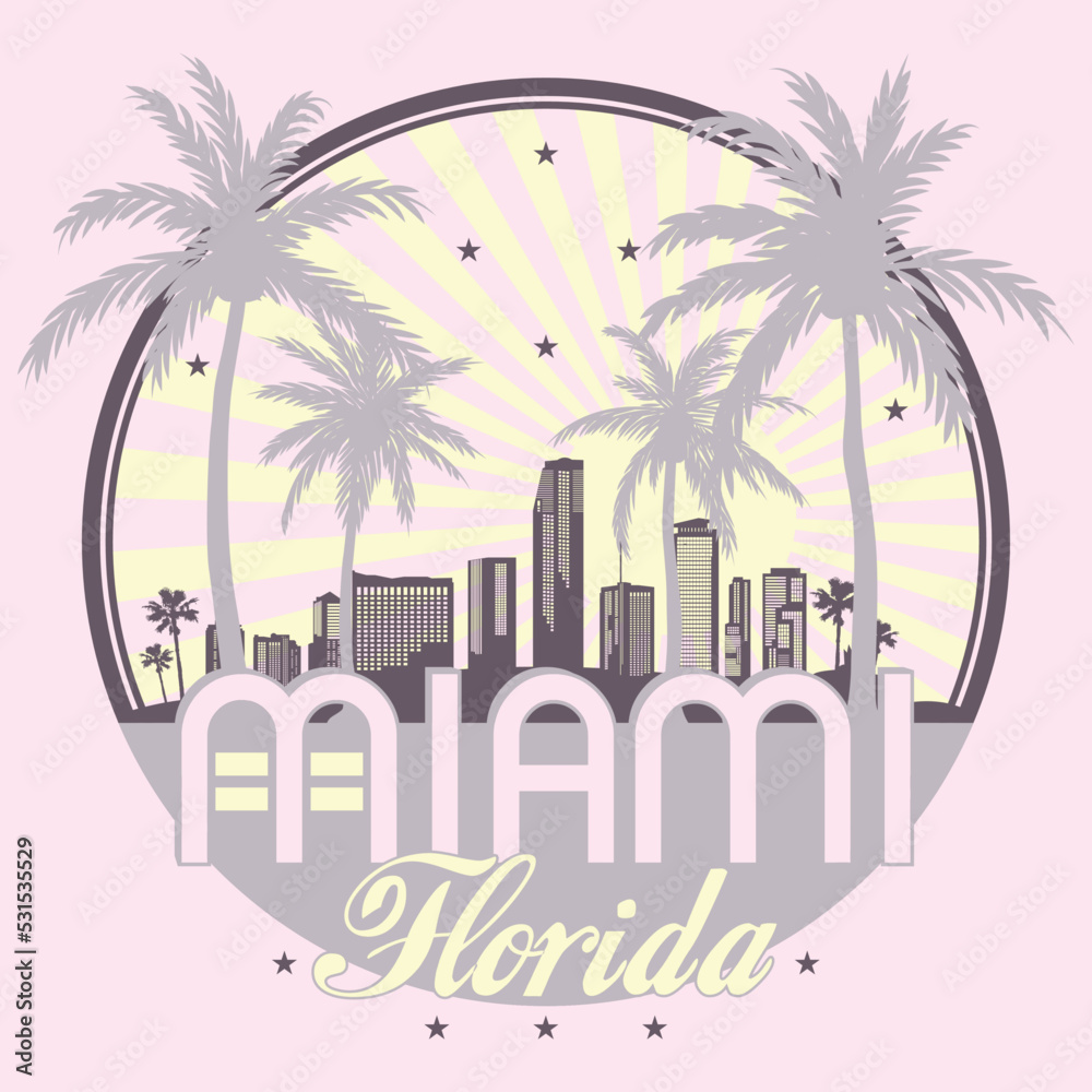 Miami slogan for T-shirt printing design  typography, 