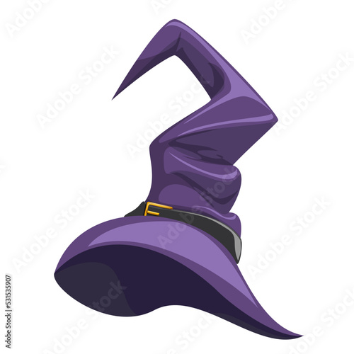 Vector image of a witch's hat. Halloween. Cartoon style. Isolated on white background. EPS 10