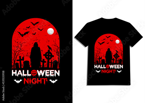 Vector illustration on the theme of Halloween t-shirt. Grunge background. Typography, t-shirt graphics.