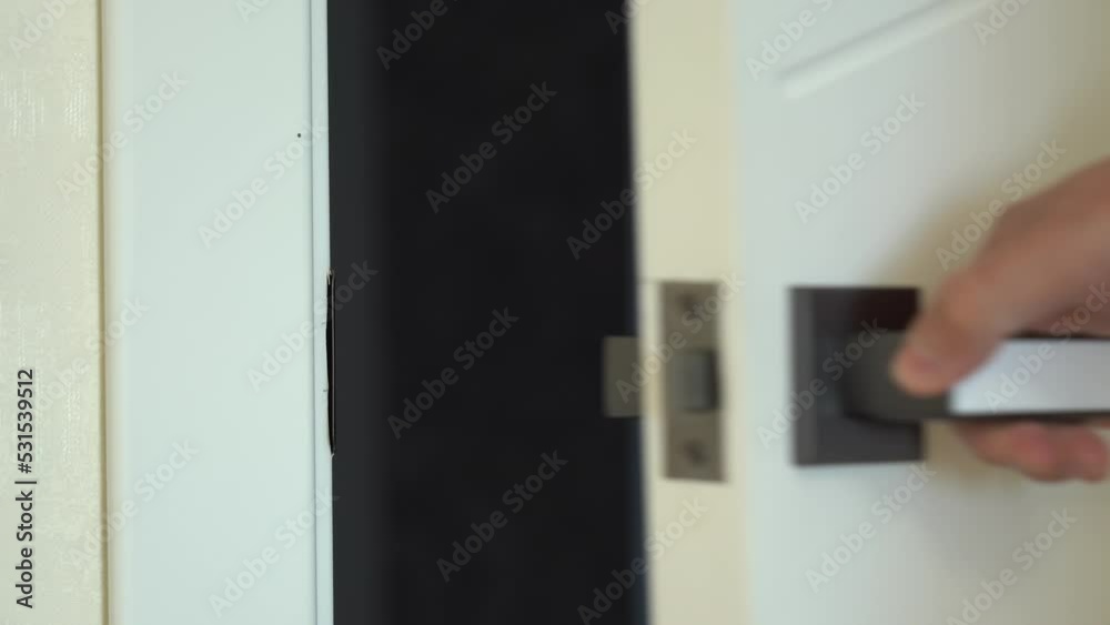 Video of man opens the door and enter in (out) Video of man opens the door and enter in (out)