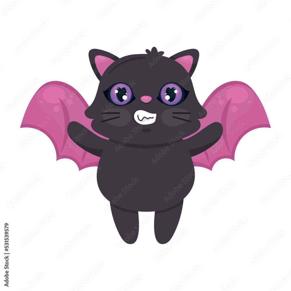halloween cat with bat wings