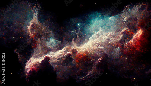 Universe filled with stars, deep space nebula and galaxy 3d generation