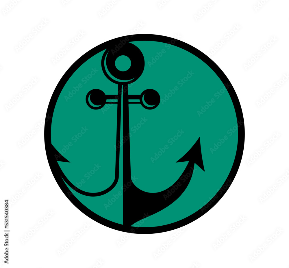 Anchor logo design with green circle isolated on white. Very Unique and Different. Suitable for Companies and Businesses in Any Sector. Vector EPS 10 Anchor logo design with green circle isolated on white. Very Unique and Different. Suitable for Companies and Businesses in Any Sector. Vector EPS 10
