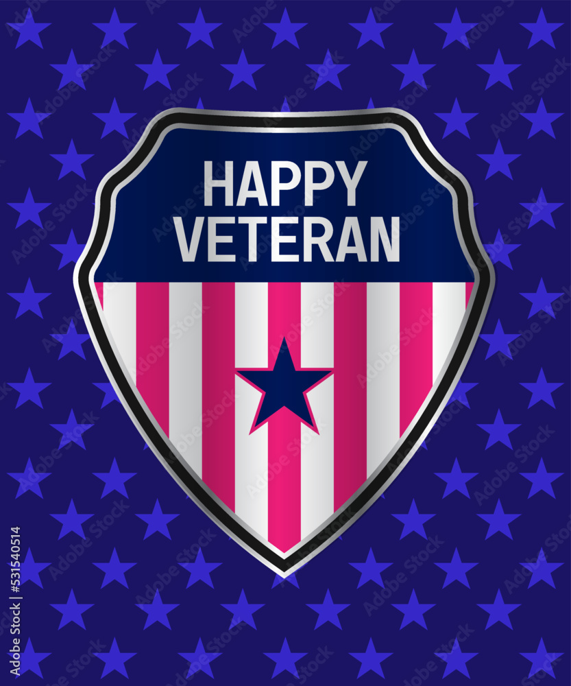Happy veterans day with usa flag in shield Happy veterans day with usa flag in shield
