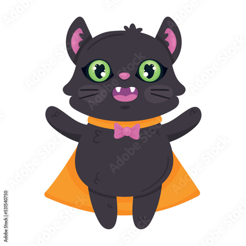 halloween cat with dracula cape